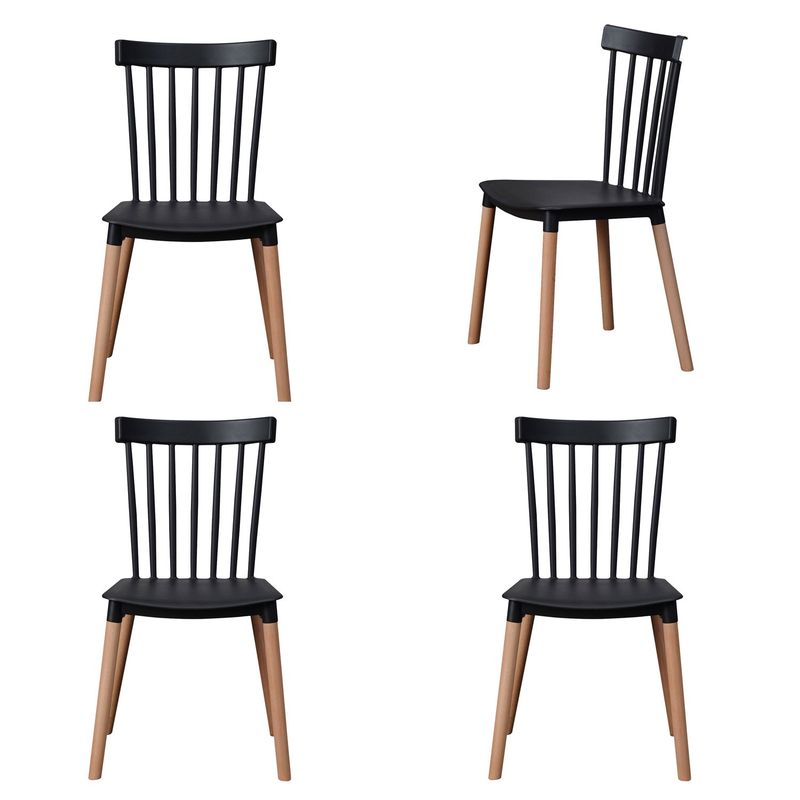VINCENZI - Pack De 4 Sillas Windsor Negra Vincenzi
