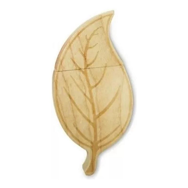 GENERICO - Pendrive 32 GB Diseño Corazón y Hoja de Madera Natural