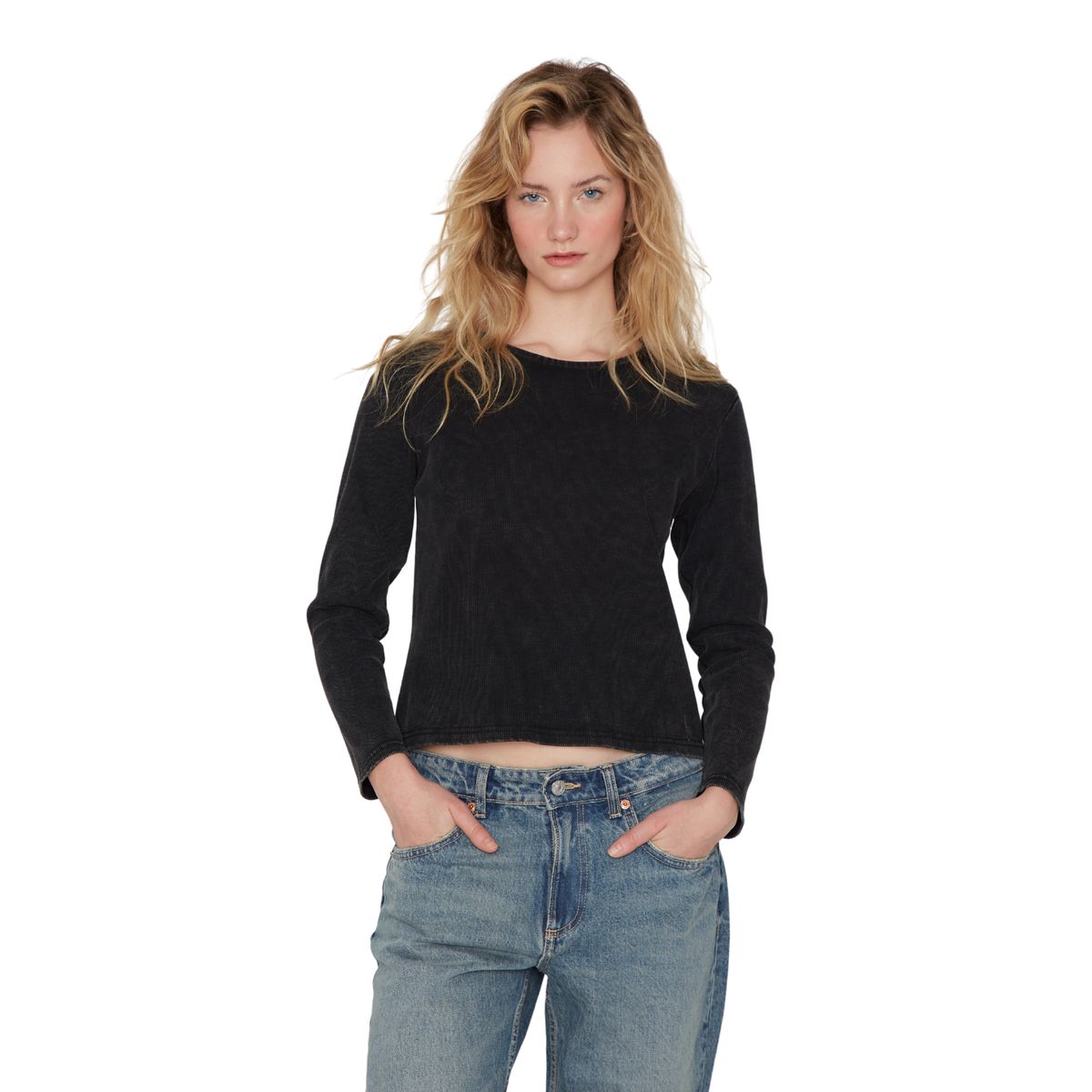 JACINTA TIENDA - Polera Clara rib negra Jacinta Tienda