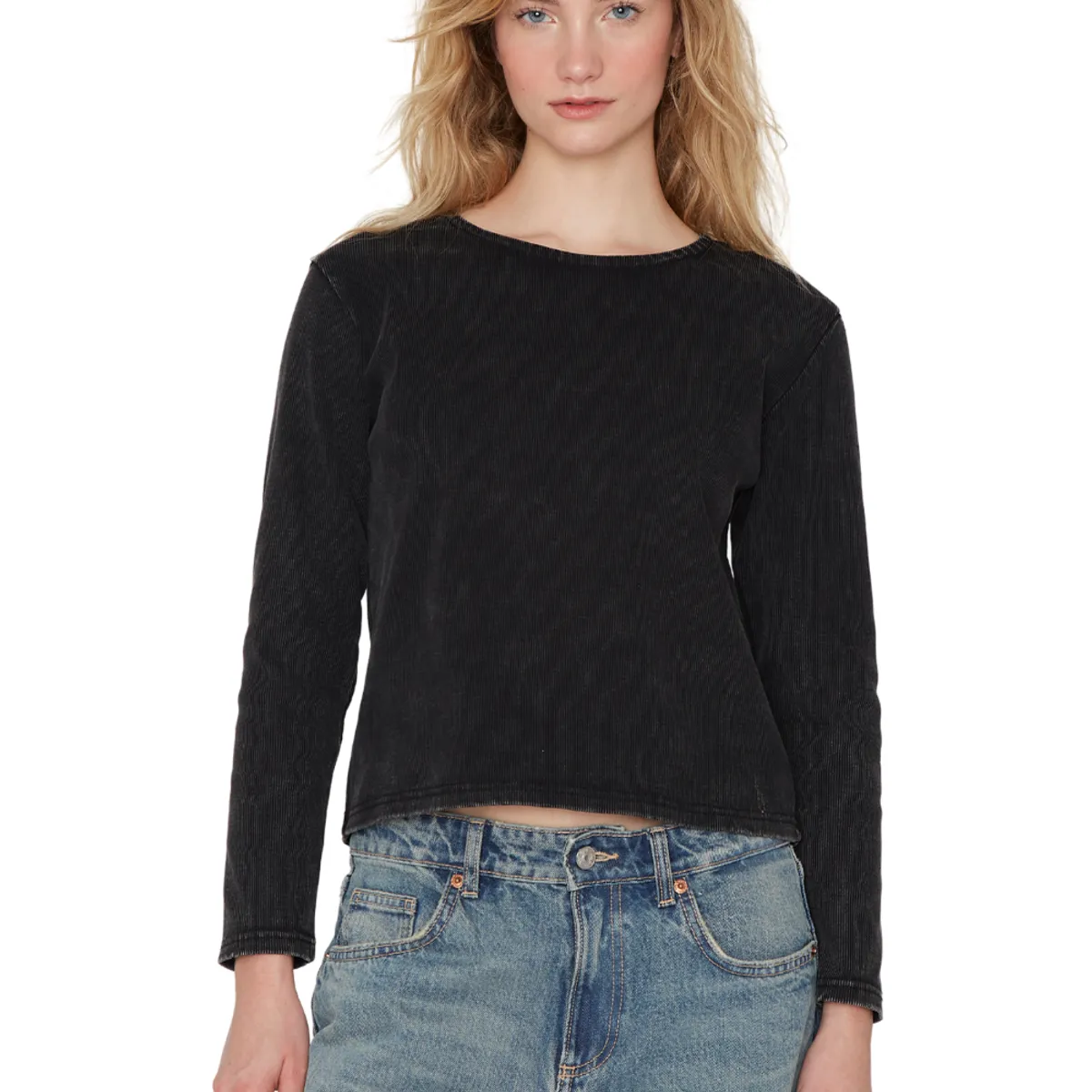 JACINTA TIENDA - Polera Clara rib negra Jacinta Tienda