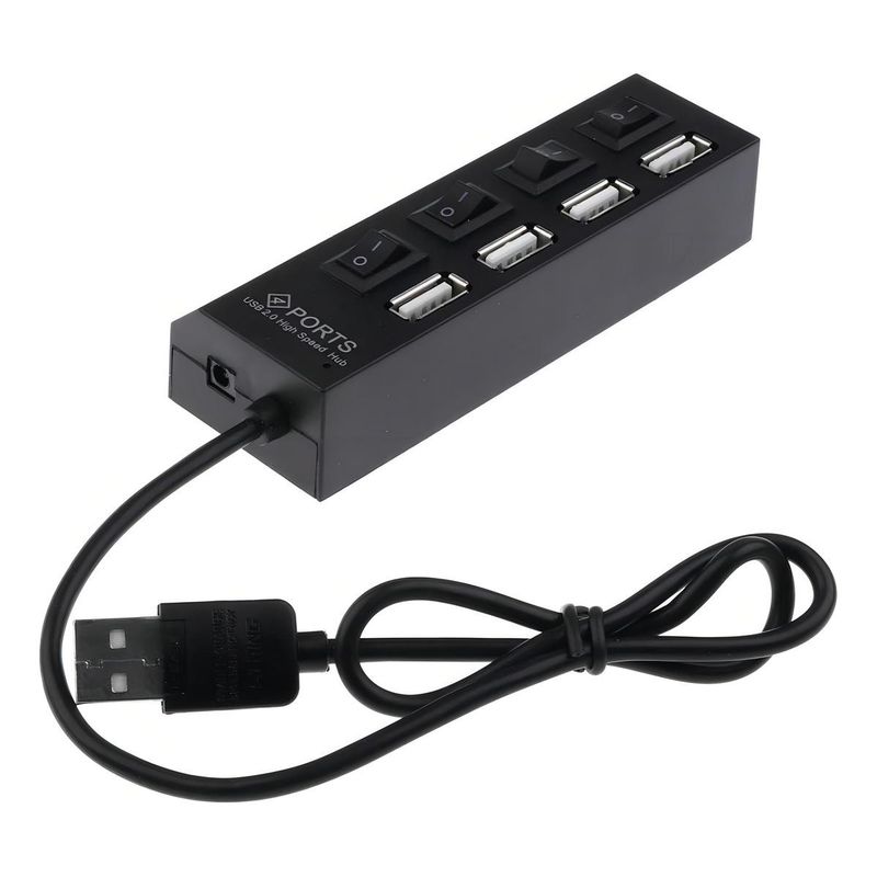 GENERICO - Hub USB 4 Puertos con Interruptor y Luz Indicadora