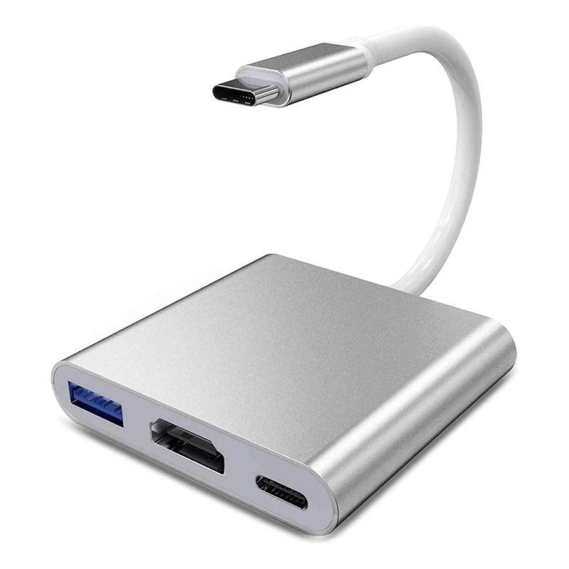 GENERICO - Adaptador USB 3 en 1 Type C a HDMI y USB-A rápido 4K UHD