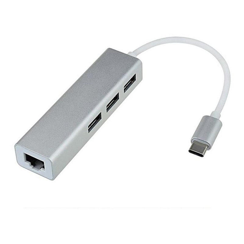 GENERICO - Concentrador USB Tipo C con 3 Puertos y RJ45 Gigabit