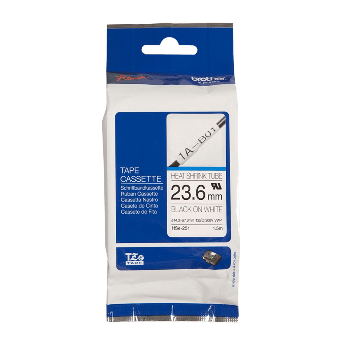 BROTHER - Cinta Termo retráctil  23,6mm Negro En Blanco