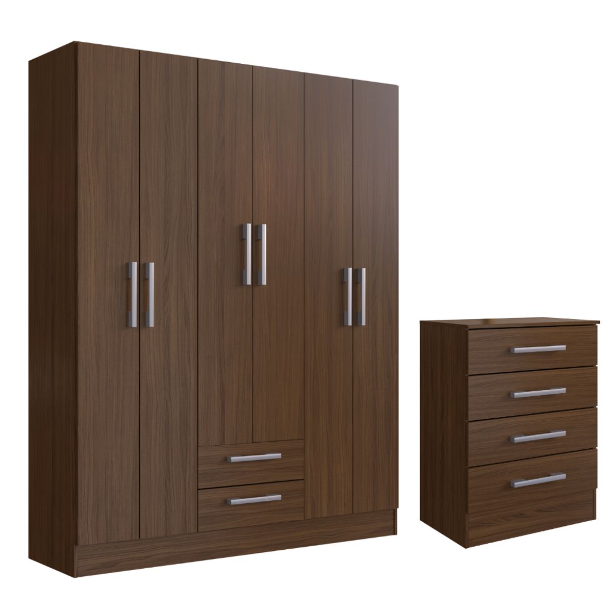 MOVELARIA - COMBO CLOSET 6P + COMODA 4 CAJONES CACAO B6240
