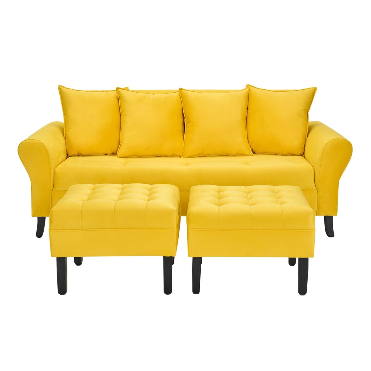 BODEVIR - Sofa Lua 3C+2 Pouf Felpa 20 Amarillo
