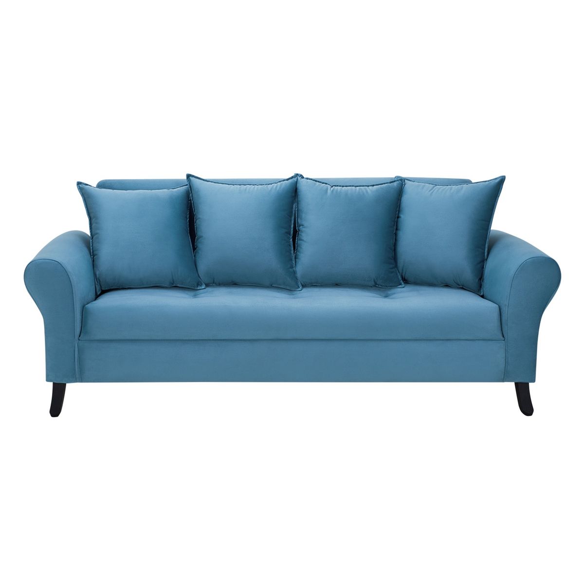 BODEVIR - Sofa Lua 3C+2 Pouf Felpa 20 Azul Petroleo