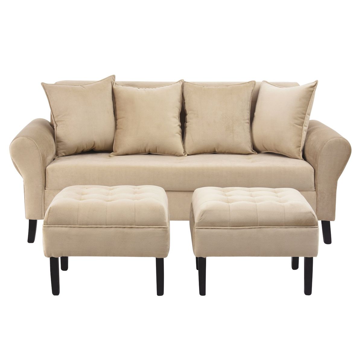 BODEVIR - Sofa Lua 3C+2 Pouf Felpa 20 Beige