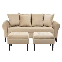 BODEVIR - Sofa Lua 3C+2 Pouf Felpa 20 Beige