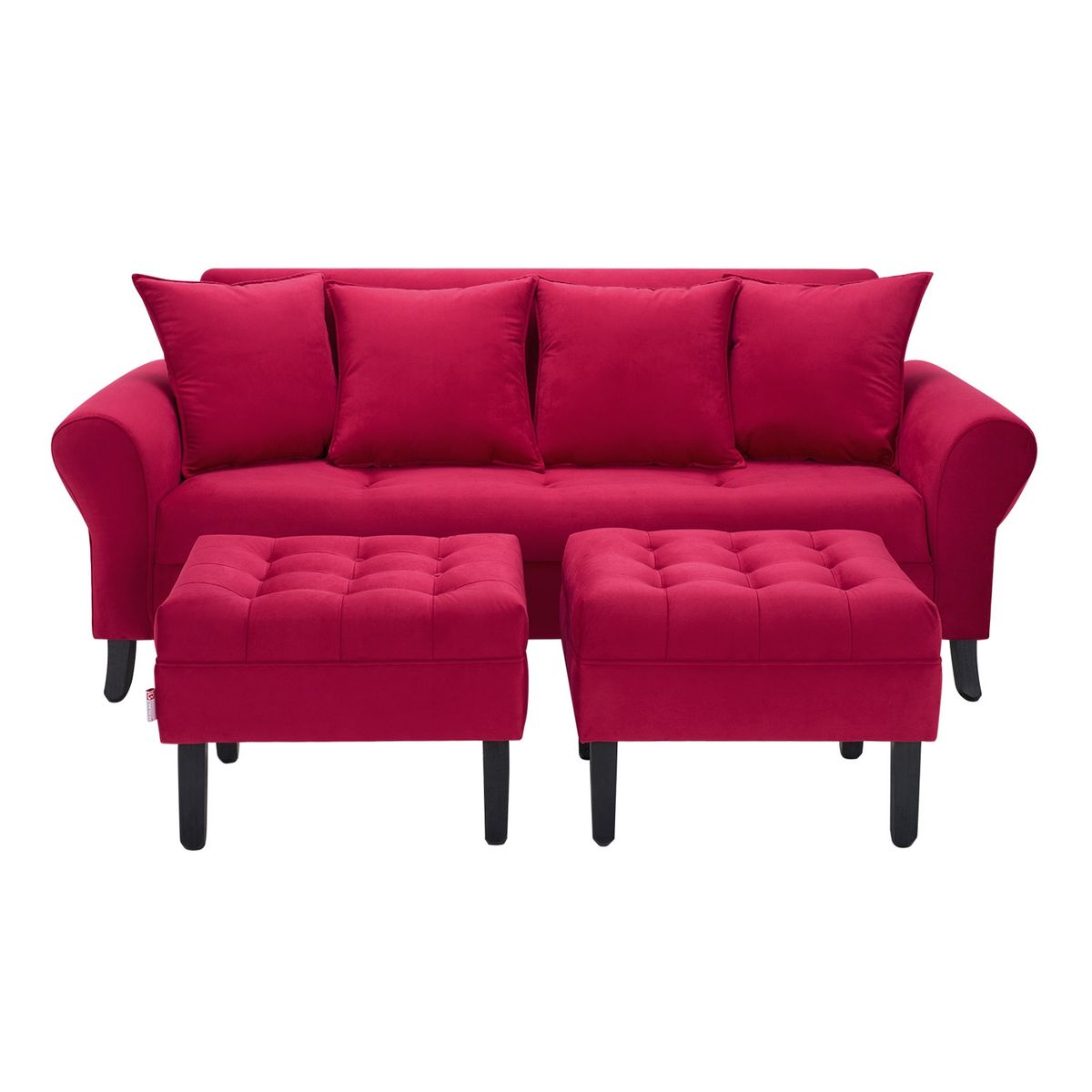 BODEVIR - Sofa Lua 3C+2 Pouf Felpa 20 Burdeo