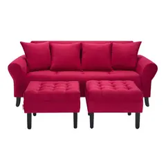 BODEVIR - Sofa Lua 3C+2 Pouf Felpa 20 Burdeo