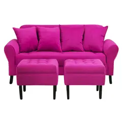 BODEVIR - Sofa Lua 3C+2 Pouf Felpa 20 Fucsia