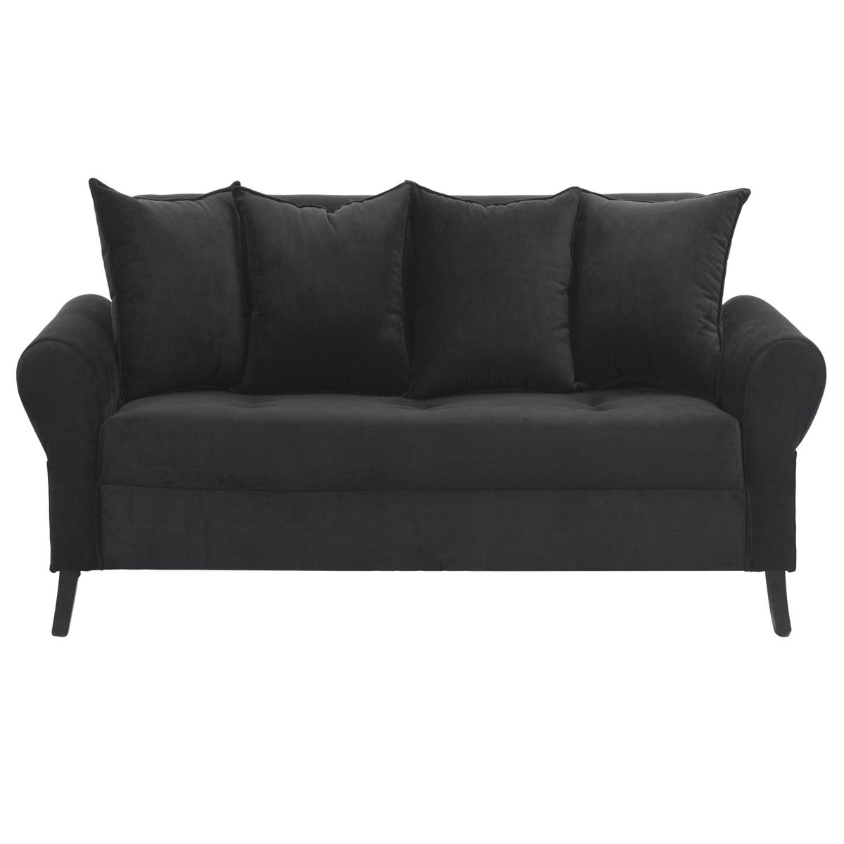 BODEVIR - Sofa Lua 3C+2 Pouf Felpa 20 Negro