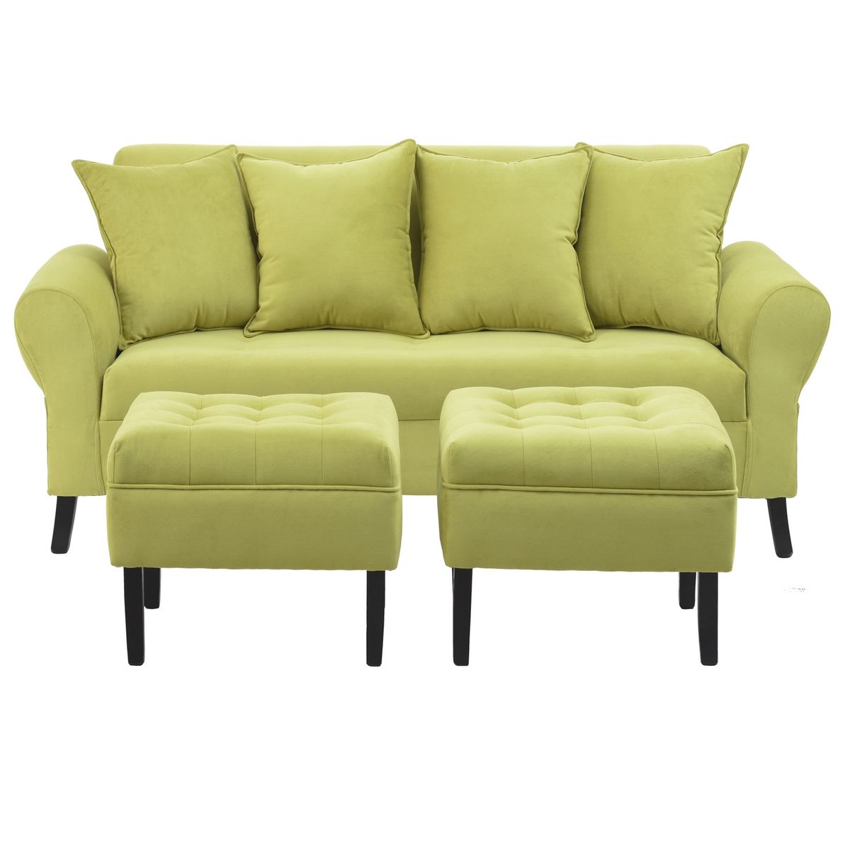 BODEVIR - Sofa Lua 3C+2 Pouf Felpa 20 Pistacho