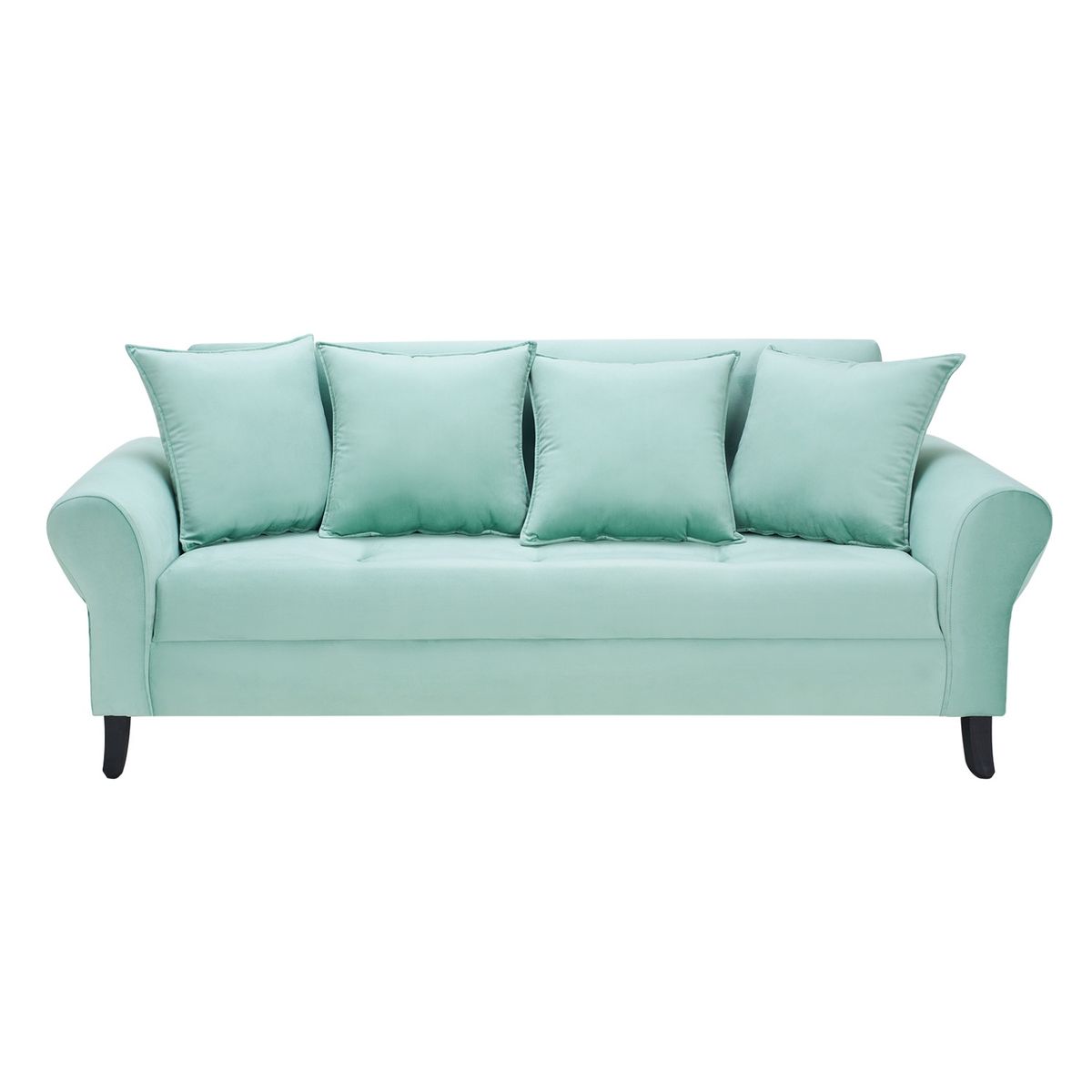 BODEVIR - Sofa Lua 3C+2 Pouf Felpa 20 Verde Agua