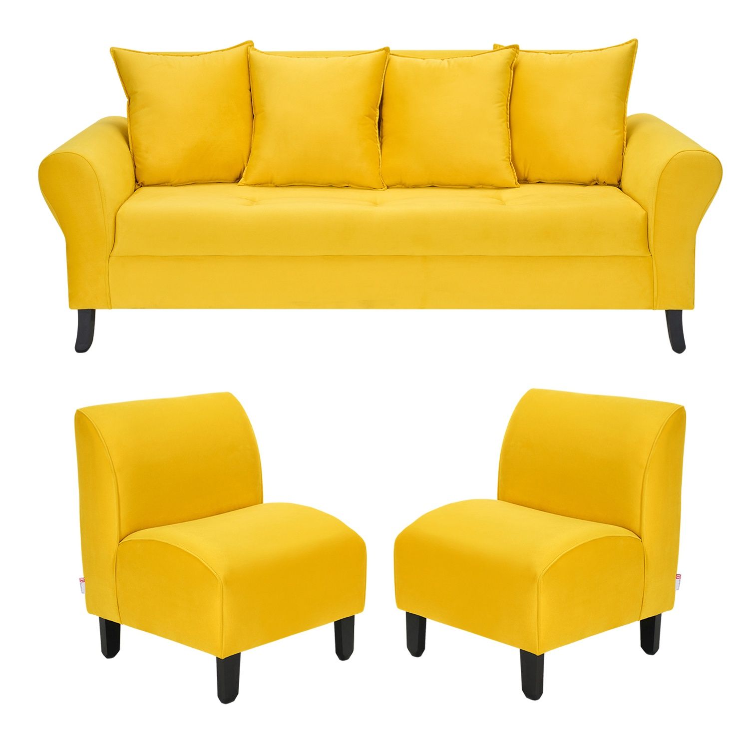 BODEVIR Sofa Lua 3C+2 Poltronas Felpa 20 Amarillo