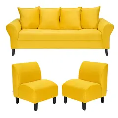 BODEVIR - Sofa Lua 3C+2 Poltronas Felpa 20 Amarillo