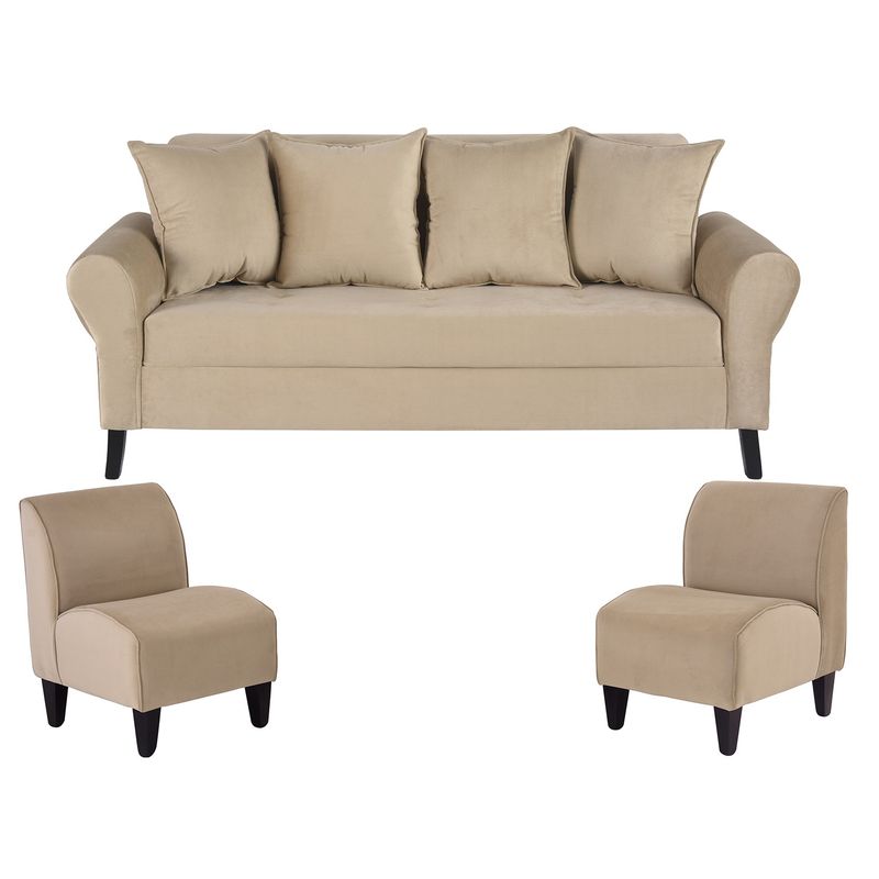 BODEVIR - Sofa Lua 3C+2 Poltronas Felpa 20 Beige