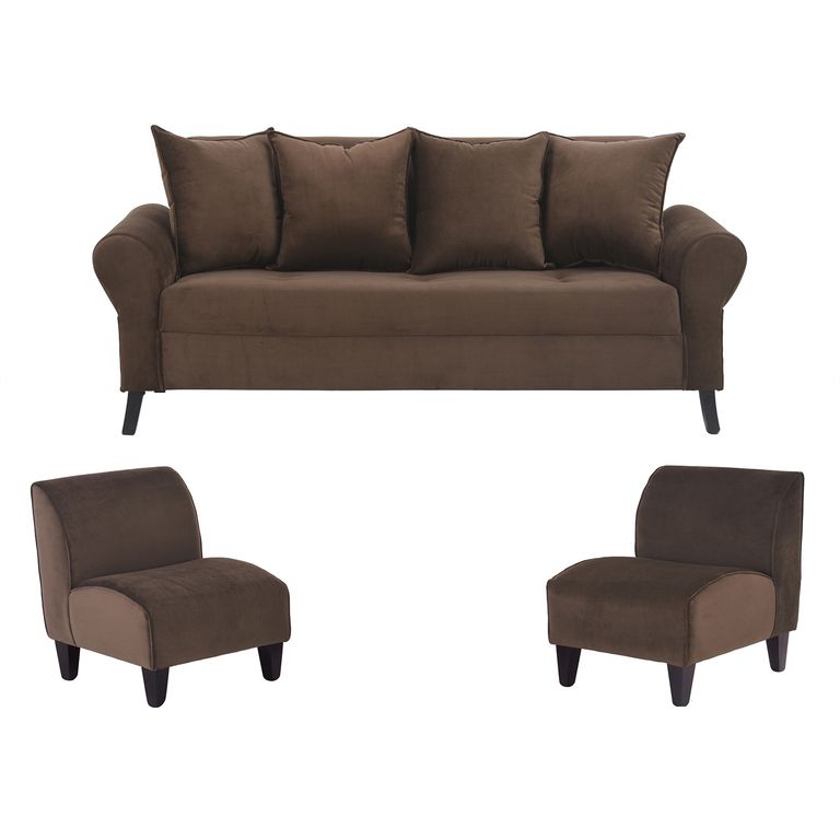 Sofa Lua 3C+2 Poltronas Felpa 20 Chocolate