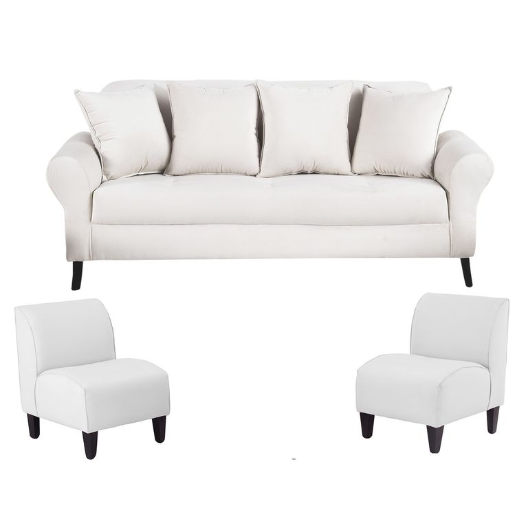 Sofa Lua 3C+2 Poltronas Felpa 20 Crudo