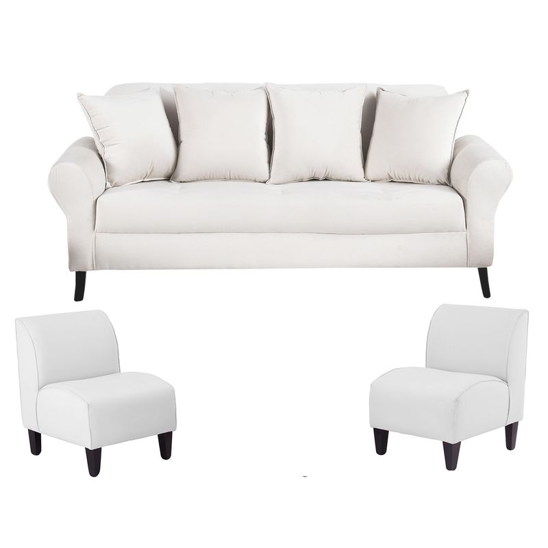BODEVIR - Sofa Lua 3C+2 Poltronas Felpa 20 Crudo