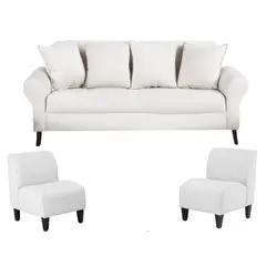 BODEVIR - Sofa Lua 3C+2 Poltronas Felpa 20 Crudo
