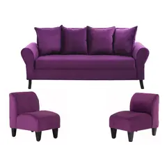 BODEVIR - Sofa Lua 3C+2 Poltronas Felpa 20 Morado