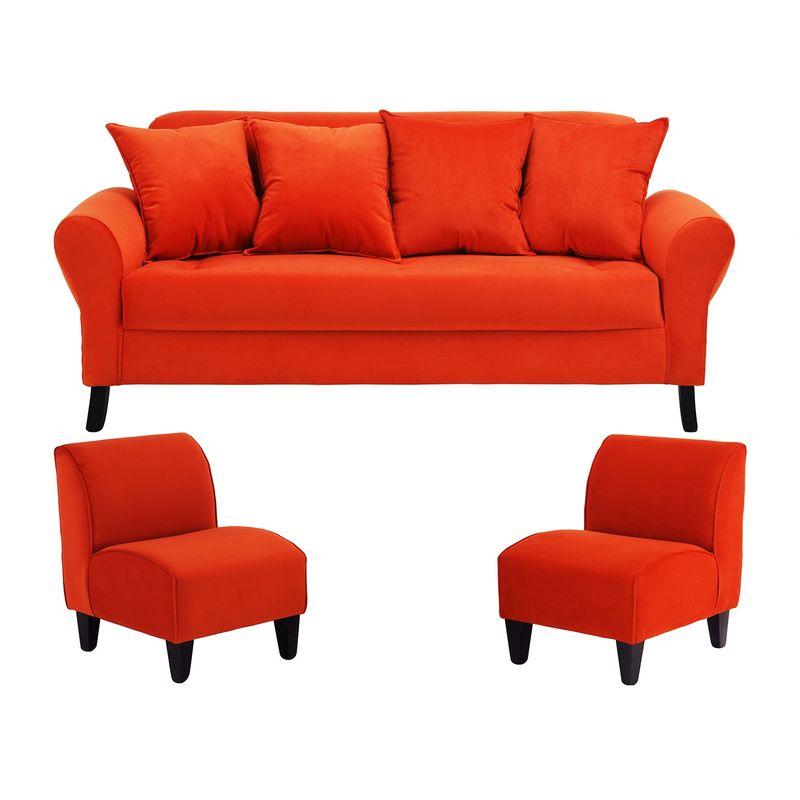 BODEVIR - Sofa Lua 3C+2 Poltronas Felpa 20 Naranja
