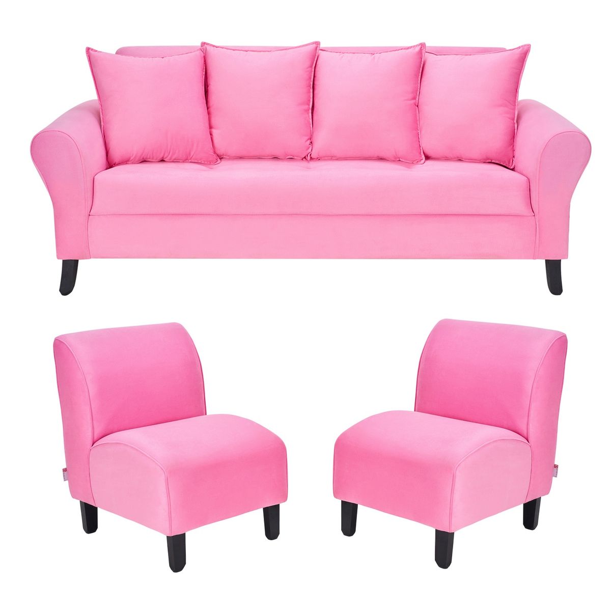 BODEVIR - Sofa Lua 3C+2 Poltronas Felpa 20 Rosado