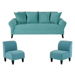 BODEVIR - Sofa Lua 3C+2 Poltronas Felpa 20 Turquesa