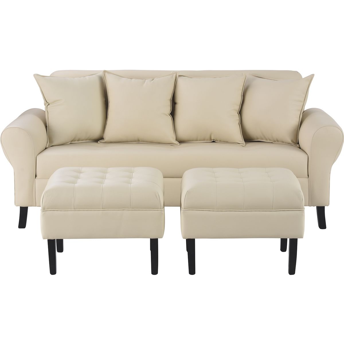 BODEVIR - Sofa Lua 3C+2 Pouf PU 20 Beige