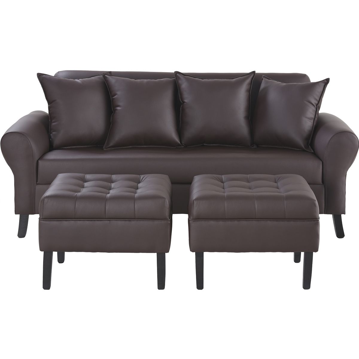 BODEVIR - Sofa Lua 3C+2 Pouf PU 20 Chocolate