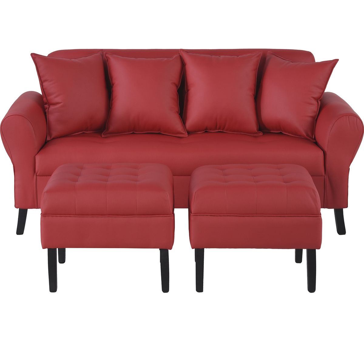 BODEVIR - Sofa Lua 3C+2 Pouf PU 20 Rojo