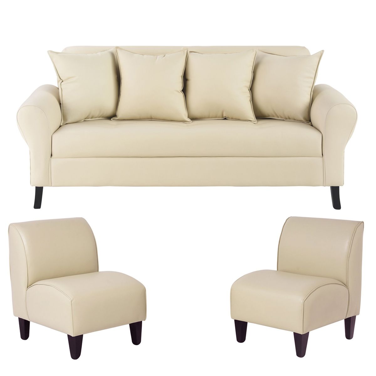 BODEVIR - Sofa Lua 3C+2 Poltronas PU 20 Beige