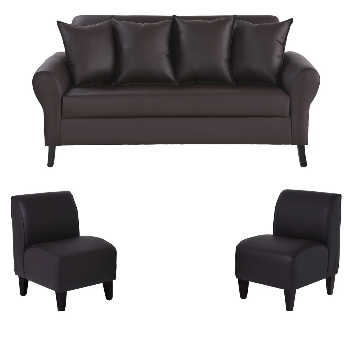 BODEVIR - Sofa Lua 3C+2 Poltronas PU 20 Chocolate