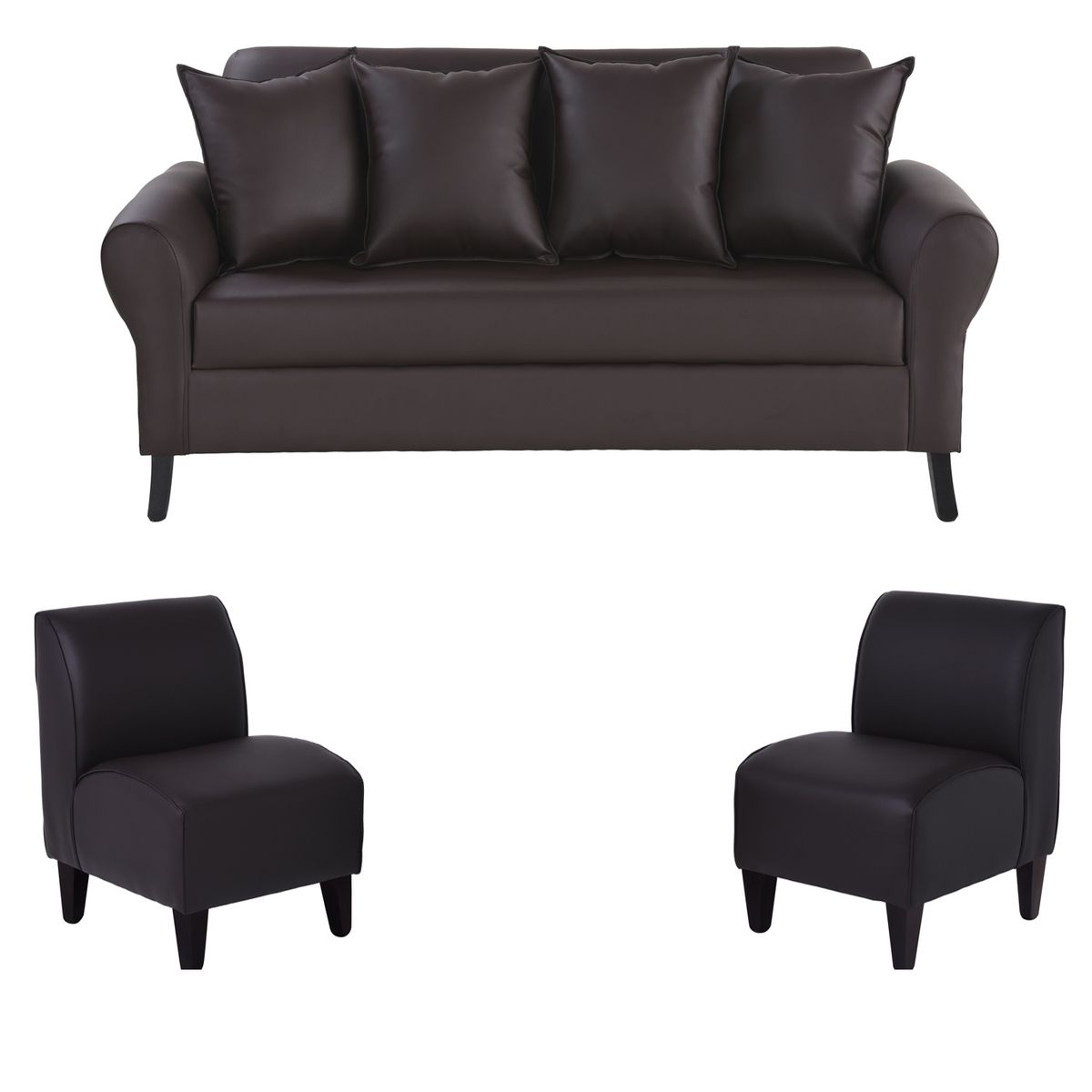 BODEVIR - Sofa Lua 3C+2 Poltronas PU 20 Chocolate
