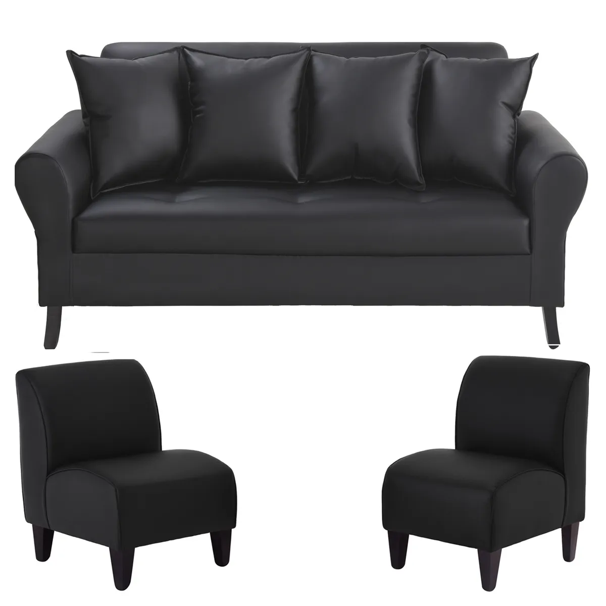 BODEVIR - Sofa Lua 3C+2 Poltronas PU 20 Negro