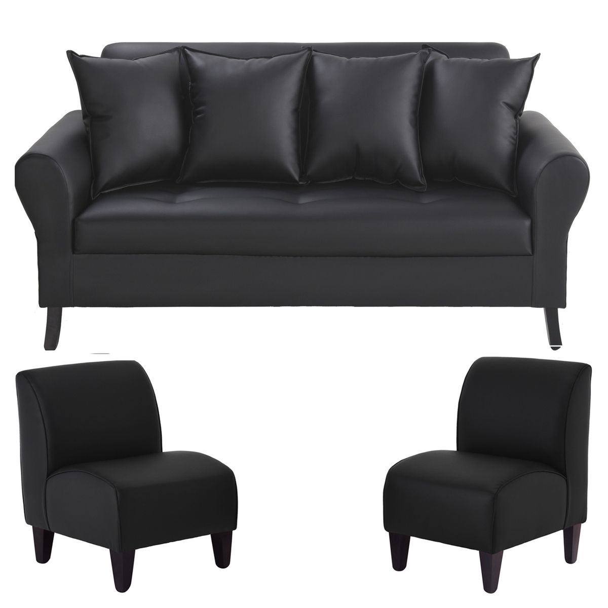 BODEVIR - Sofa Lua 3C+2 Poltronas PU 20 Negro