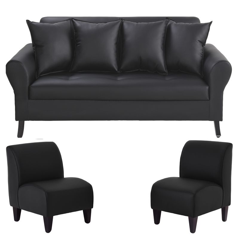 BODEVIR - Sofa Lua 3C+2 Poltronas PU 20 Negro