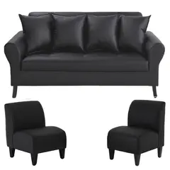 BODEVIR - Sofa Lua 3C+2 Poltronas PU 20 Negro