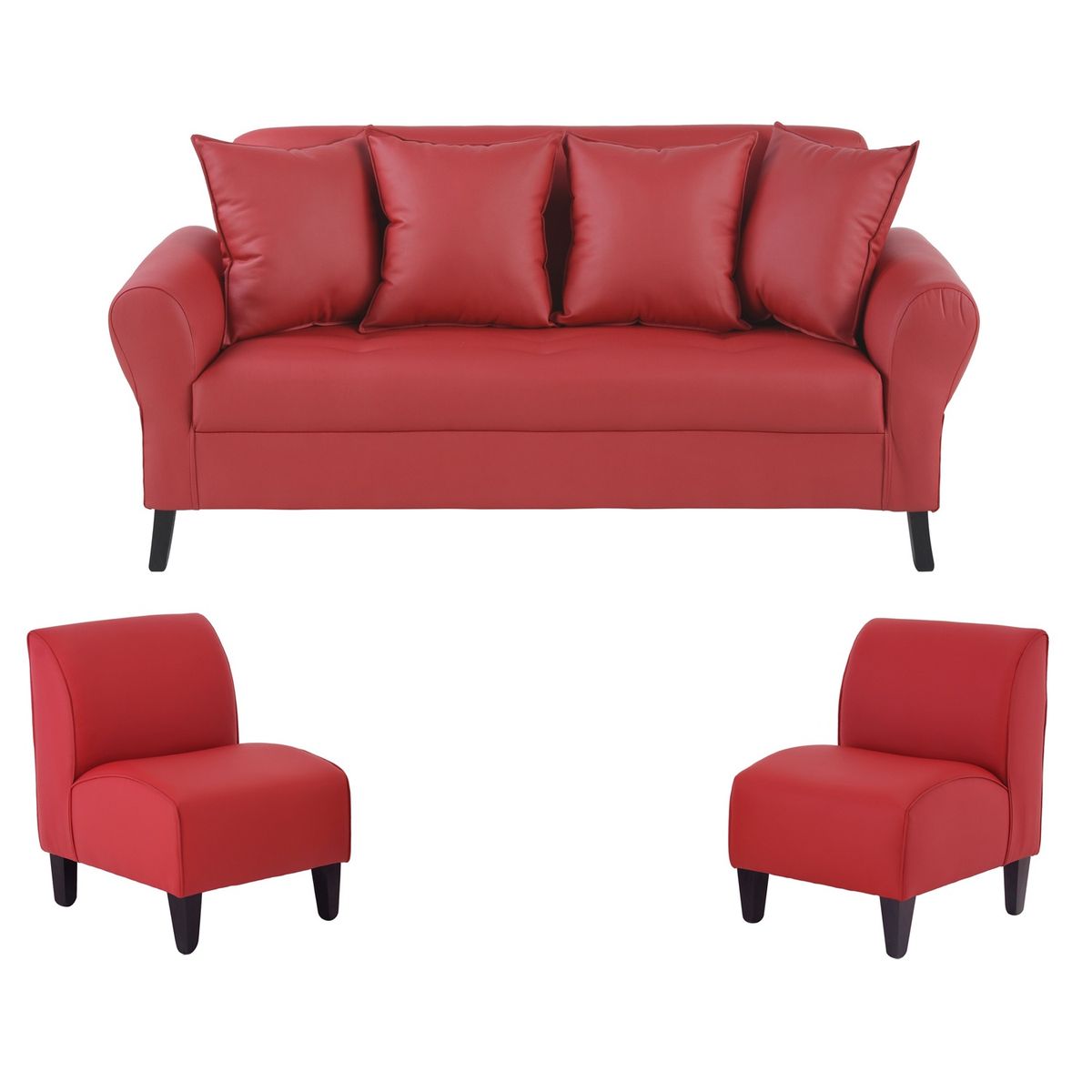 BODEVIR - Sofa Lua 3C+2 Poltronas PU 20 Rojo