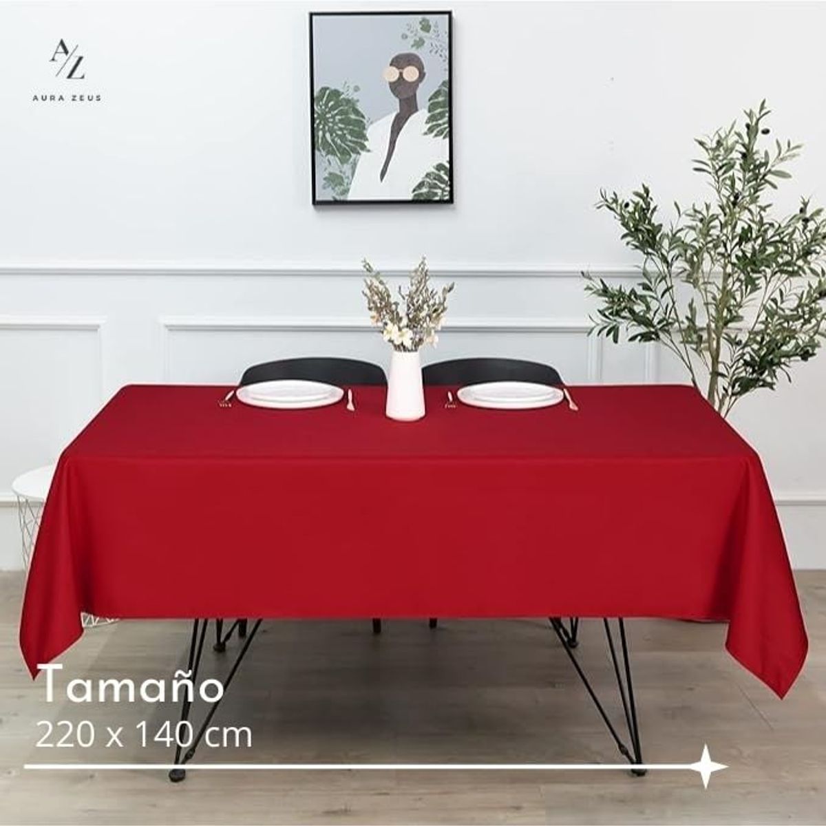 AZ AURAZEUS - Mantel Rectangular Antimanchas Impermeable Genero Tela 220 X 140 Cm