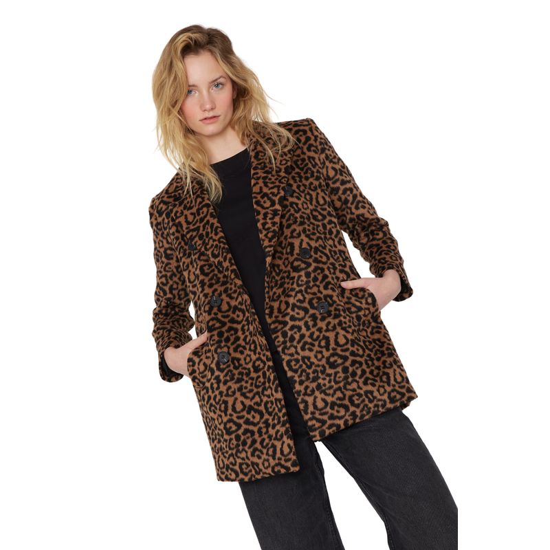 JACINTA TIENDA - Abrigo Gracia animal print camel Jacinta Tienda