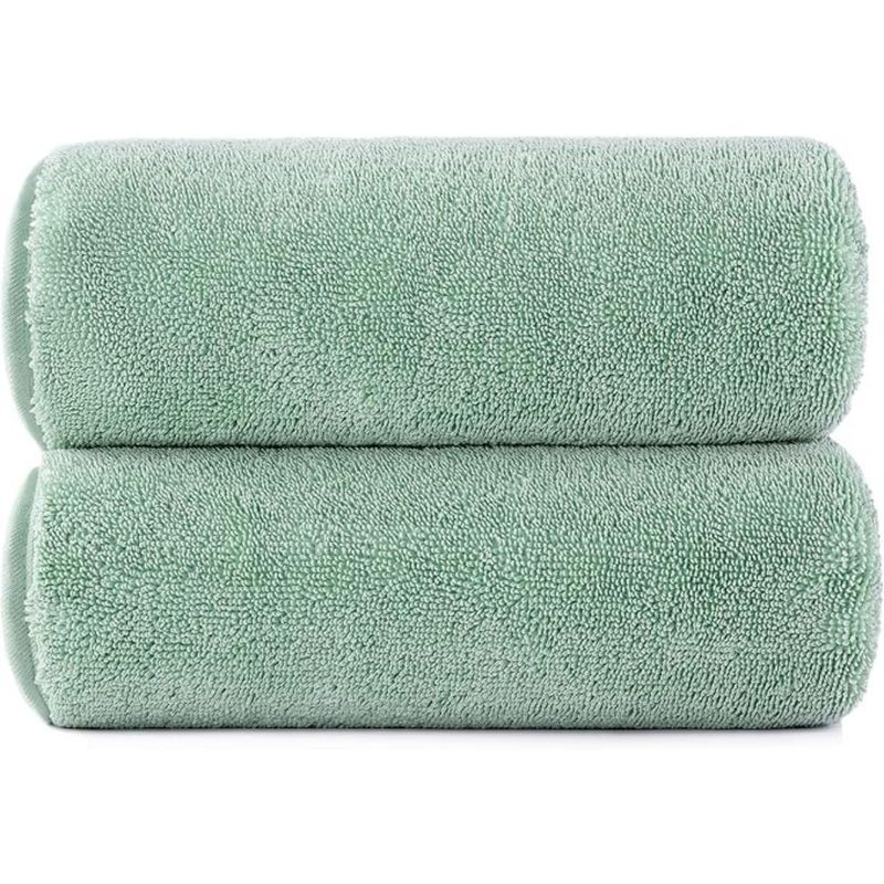 AZ AURAZEUS - Juego De 2 Toallas De Baño Verde Microfibra Playa De Mano Grande Az