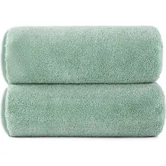 AZ AURAZEUS - Juego De 2 Toallas De Baño Verde Microfibra Playa De Mano Grande Az