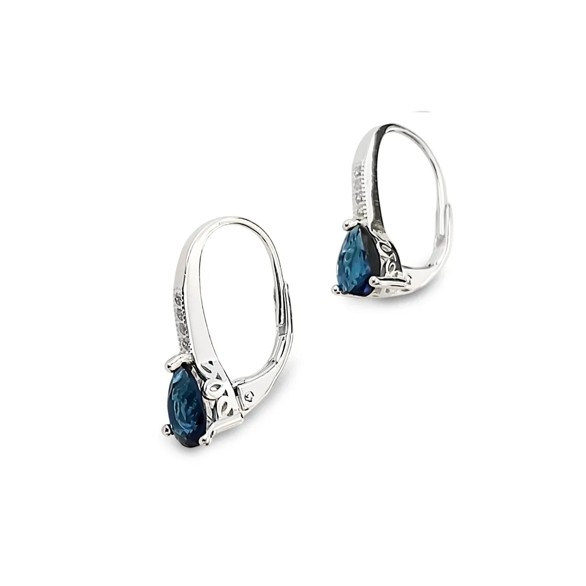ANDREA COGGIOLA JOYAS - Aros Gota Circón Azul Plata Fina 925