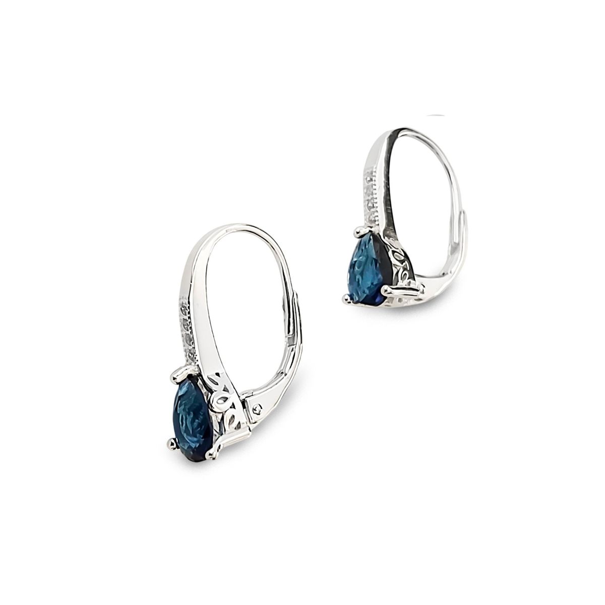 ANDREA COGGIOLA JOYAS - Aros Gota Circón Azul Plata Fina 925
