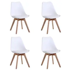 JAVIMATE - Pack 4 Sillas De Comedor Tulip Blancas