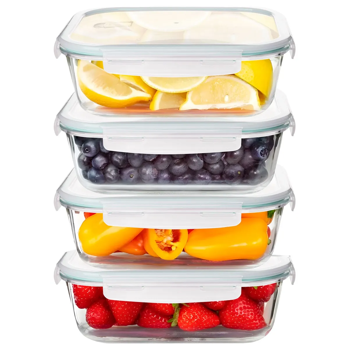 CROIX - Set 4 Contenedores Herméticos CROiX de Vidrio 370ml