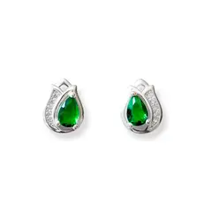 ANDREA COGGIOLA JOYAS - Aros Tulipán Circón Verde Plata Fina 925